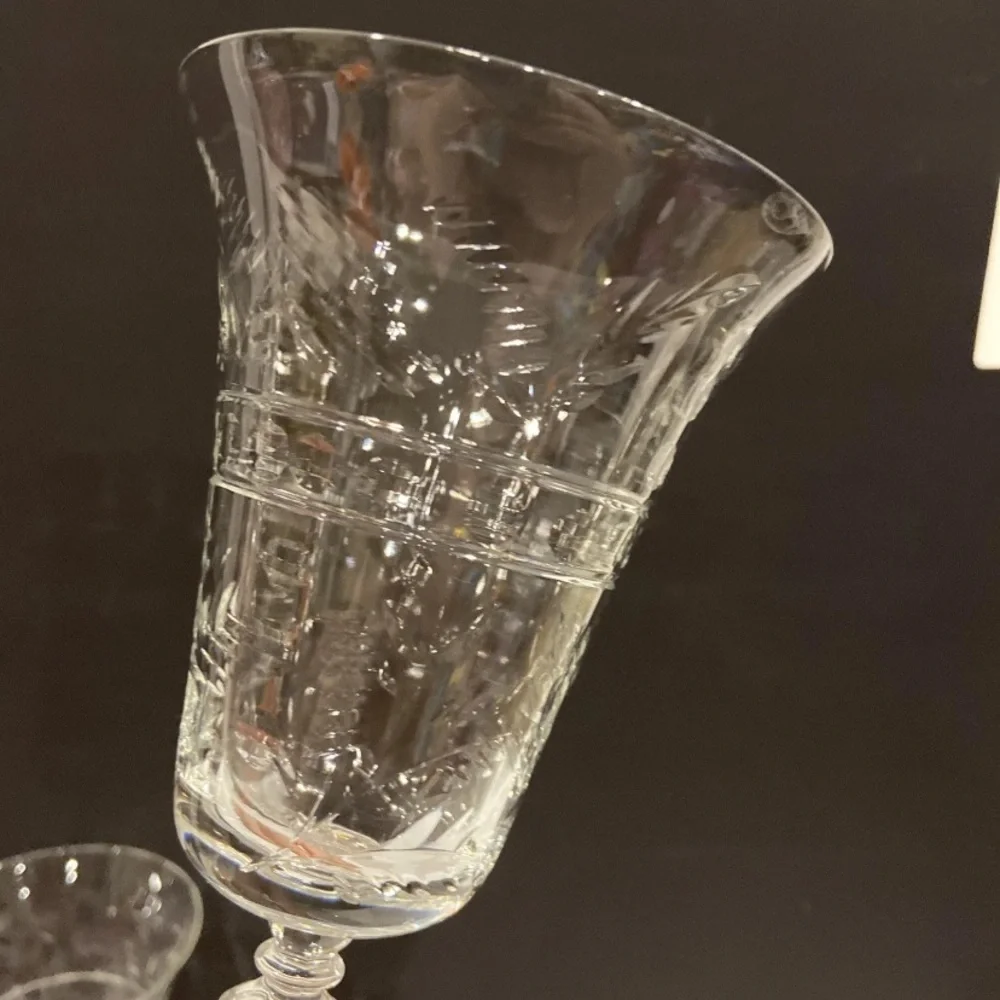 Vintage 1930s-40s Libbey Rock Sharpe Water Wine Glasses Goblets Tulip Shaped (3)